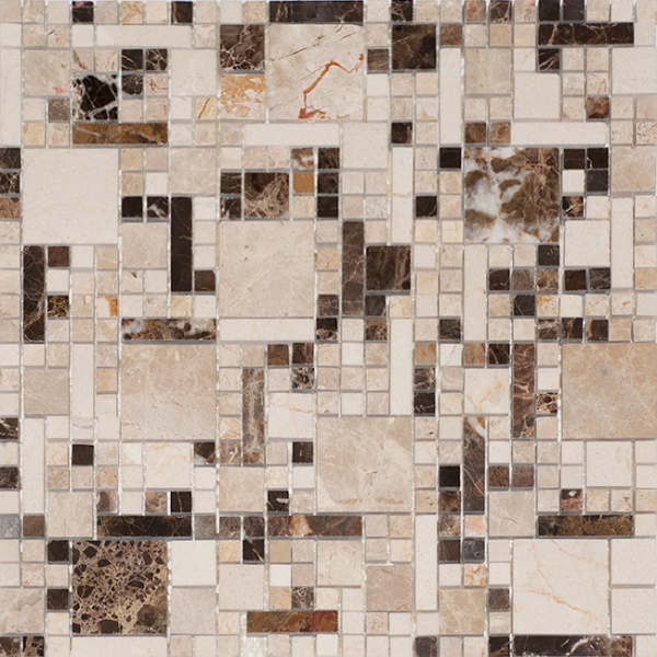 Матовая мозаика для ванной из стекла и натурального камня