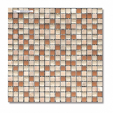 Мозаика Bertini Mosaic Glass Mix Sand-beige mix decor (1,5x1,5) 30,5x30,5
