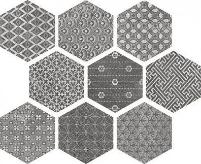 Напольная плитка APE Ceramica Hexagon Kendo Mix Grey 23x26