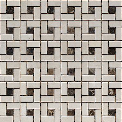 Мозаика Bertini Mosaic Marble Dark Imperador-Cream Marfil (1,5x1,5) 30,5x30,5