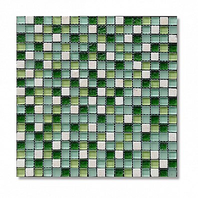 Мозаика Bertini Mosaic Glass Mix Shiny green mix (1,5x1,5) 30,5x30,5