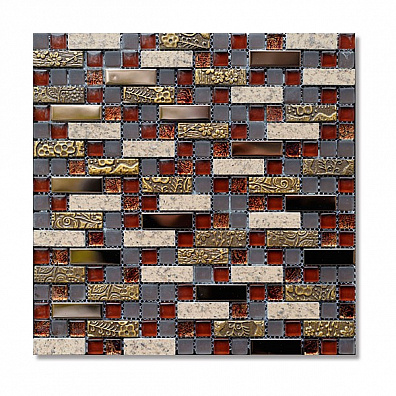 Мозаика Bertini Mosaic Glass Mix Bronze brick mix (1,5x1,5) 30,5x30,5