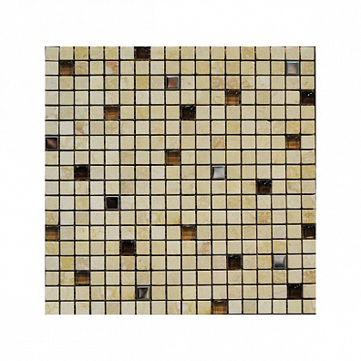 Мозаика Bertini Mosaic Marble Mix Egyption Yellow-Glass-Steel (1,5x1,5) 30,5x30,5