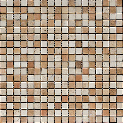 Мозаика Bertini Mosaic Marble Travertine-Cream Marfil-Wood-Grain Yell (1,5x1,5) 30,5x30,5