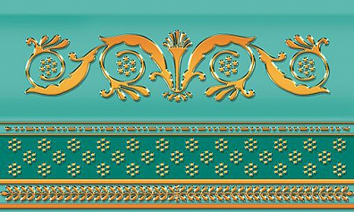 Бордюр Ceramique Imperiale Золотой Объемный Бирюзовый 15x25