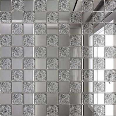 Мозаичный декор ДСТ Зеркальная Хрусталь - Серебро 2,5x2,5 30x30