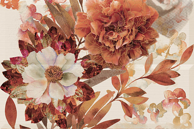 Панно Absolute Keramika Savage Flowers Marron 02 (2) 30x45 (комплект)