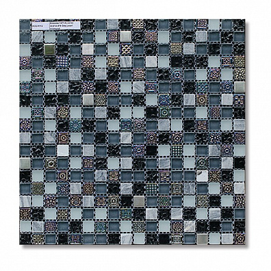 Мозаика Bertini Mosaic Glass Mix Grey pearl mix-metal (1,5x1,5) 30,5x30,5