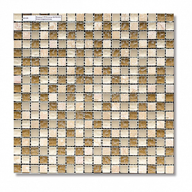 Мозаика Bertini Mosaic Glass Mix Brown-beige-sand mix (1,5x1,5) 30,5x30,5