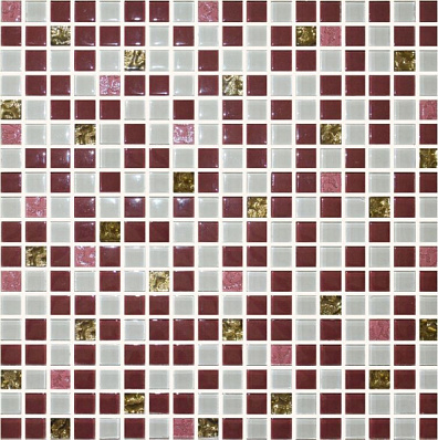 Мозаичный декор Ceramica Classic Tile стекло № 1030 Микс Бордовый - Золото 300x