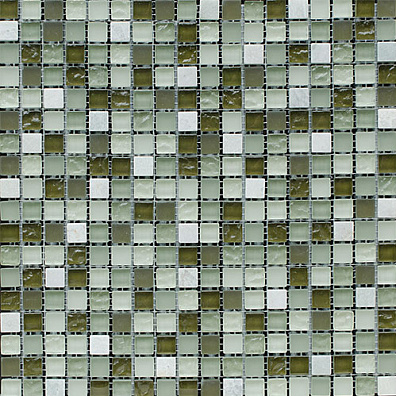 Мозаика Bertini Mosaic Glass Mix Khaki green mix (1,5x1,5) 30,5x30,5