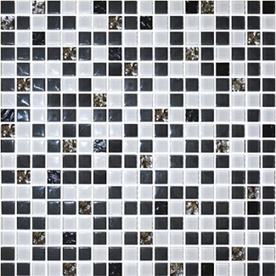 Мозаичный декор Ceramica Classic Tile стекло № 1028 Микс Черный - Платина 300x3