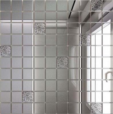 Мозаичный декор ДСТ Зеркальная Серебро - Хрусталь 2,5x2,5 30x30