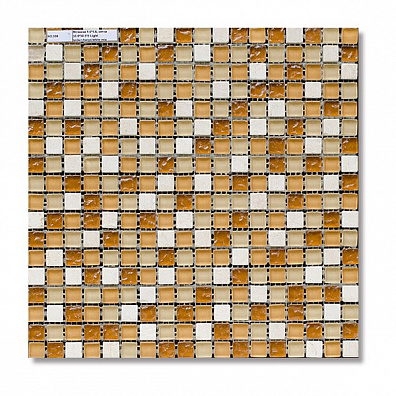 Мозаика Bertini Mosaic Glass Mix Light brown-beige-white mix (1,5x1,5) 30,5x30,5