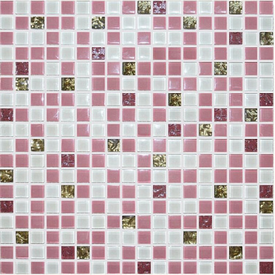 Мозаичный декор Ceramica Classic Tile стекло № 1027 Микс Розовый - Платина 300x