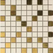 Мозаичный декор Versace Gold Mosaici Riga Crema-Oro 25x25