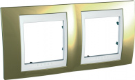 Рамка Schneider Electric Unica MGU66.004.804 Золото/Белый (2 поста)
