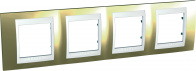 Рамка Schneider Electric Unica MGU66.008.804 Золото/Белый (4 поста)