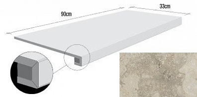 Ступень G300400 Caracalla Avorio Gradino 33x90x3 Vallelunga