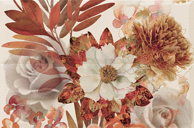 Панно Absolute Keramika Savage Flowers Marron 01 (2) 30x45 (комплект)