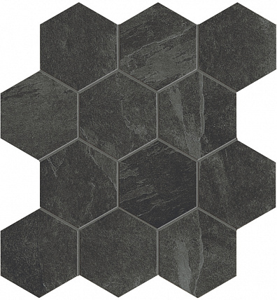 Мозаика Ascot Ceramiche Gentle Stone Black Esagona Mix 35x37.5 GSTEM70