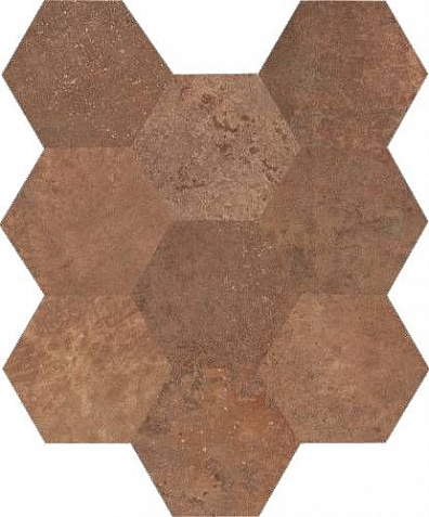 Мозаика Caesar Alchemy Copper 3D Hexagons Matt 28x34 на сетке