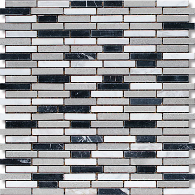 Мозаика Bertini Mosaic Marble Black Marquina-Ajax-Cinderella (1x5) 30,5x30,5