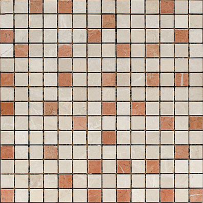 Мозаика Bertini Mosaic Marble Rojo Alcante-Cream Marfil (2x2) 30,5x30,5