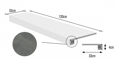 Ступень Ascot Ceramiche Gentle Stone Costa Retta Mud Ret Ret 33x120 GSTS339R