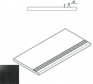Ступень Italon Contempora X2 Carbon Gradino Round Grip Sx 30x60 закругленная левая 620040000030