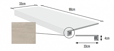 Ступень Ascot Ceramiche Busker Scalino Costa Retta Greige 33x90 BUS02
