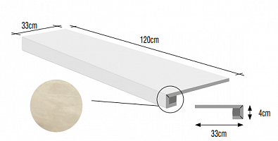 Ступень Ascot Ceramiche Gentle Stone Costa Retta Ivory Ret 33x120 GSTS332R