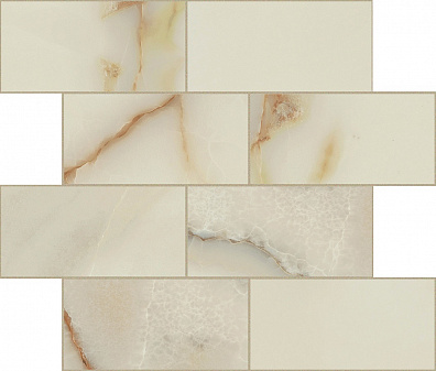 Мозаика Rex Ceramiche Les Bijoux De Rex Onyx Blanche Matt 6mm Muretto Sfalsato 7.5x15 30x30 767607