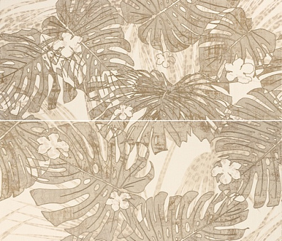Панно 532063 Natural Decoro Monstera Modulo A+C White 64x75 Roberto Cavalli
