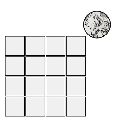 Мозаика Floor Gres B and W Marble Pebble Mat 6mm Mosaico 7.5x7.5 30x30 767455