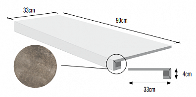 Ступень Ascot Ceramiche Patchwalk Combo Scalino Costa Retta 33x91 PHS00