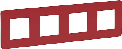 Рамка Schneider Electric Unica NU280813 Красный/Белый  (4 поста)