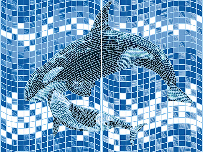 Мозаичный декор Cersanit Reef Голубой касатки 40x30 (комплект)