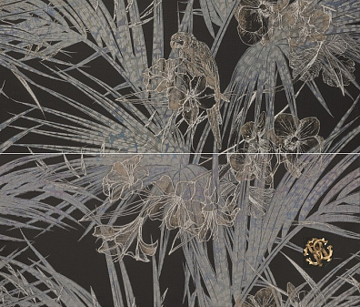 Панно 532053 Natural Decoro Tropical Modulo D Logo+B Black 64x75 Roberto Cavalli