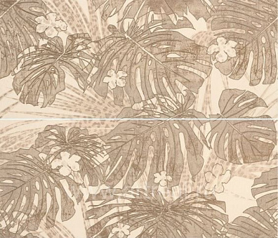 Панно 532072 Natural Decoro Monstera Modulo A+C Ivory компл.из 2шт 64x75 Roberto Cavalli