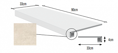 Ступень Ascot Ceramiche Busker Scalino Costa Retta Beige Out 33x91 BUS920