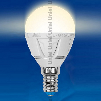 Лампа Светодиодная Uniel Optima LED-G45-6W/WW/E14/FR/O