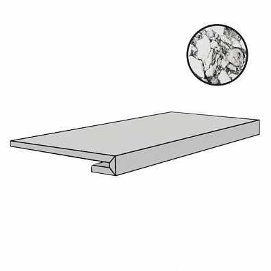 Ступень Floor Gres B and W Marble Pebble Mat Gradino 33x120 767427