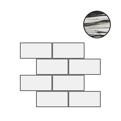 Декор Floor Gres B and W Marble Fall High Glossy 6mm Muretto Tessere 7.5x15 30x30 767463