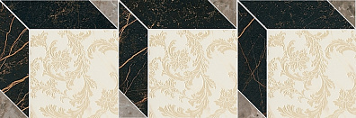 Мозаика 2408610 Marble Mosaico Cube Decorato Nero-Bianco-Grigio 19.5x58.5 Versace