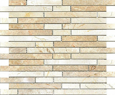 Мозаика настенная CV20083 Natural Mix Strips Mix.Polished Light Emperador+Crema Marfil 30.5x30.5 Colori Viva