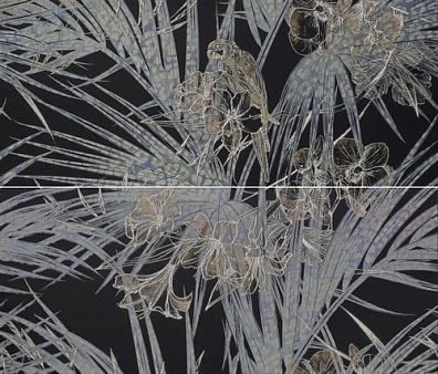 Панно 532043 Natural Decoro Tropical Modulo B+D Black компл.из 2шт 64x75 Roberto Cavalli