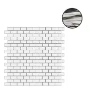 Мозаика Floor Gres B and W Marble Fall High Glossy 6mm Mosaico 1.5x3 30x30 767475