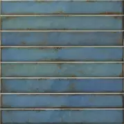 Плитка La Platera Brick Raku Turquoise 35x35 настенная