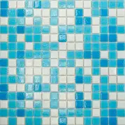 Мозаика Pixmosaic Glass Бело-голубая 32.7x32.7 MCD002